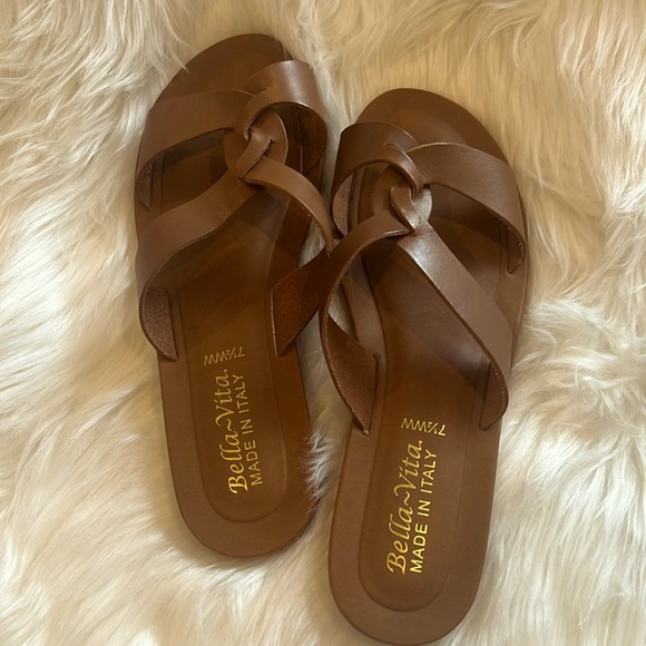 7.5 WW brown leather Bella-Vita sandals - Picture 1 of 4